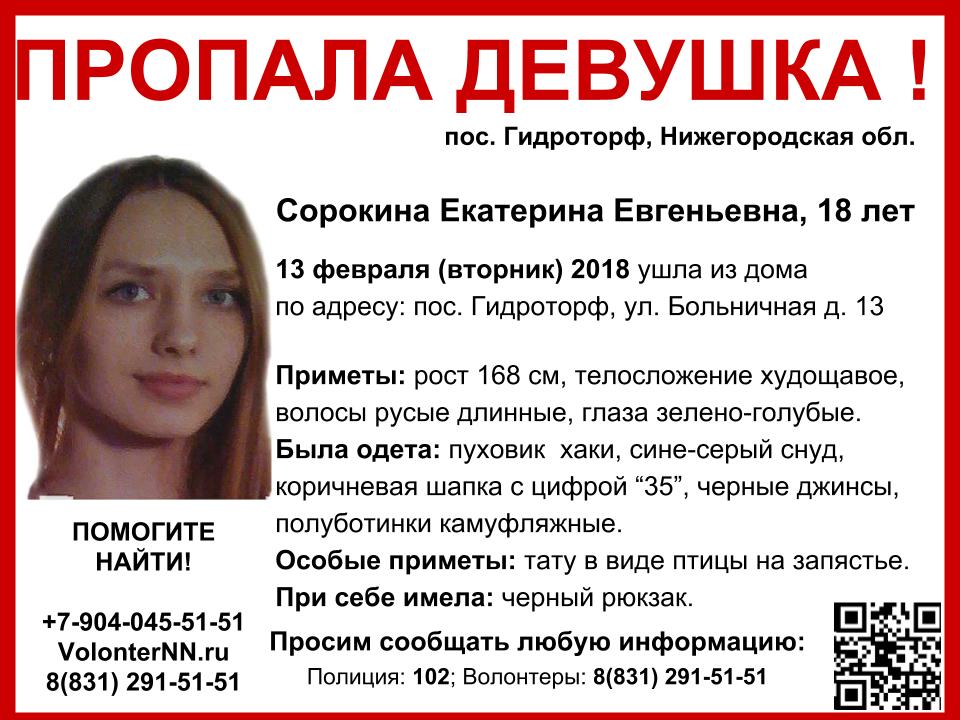 18-летняя девушка пропала в Нижегородской области
