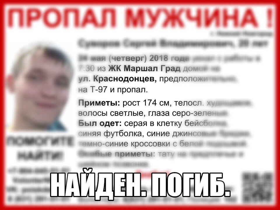 12 мая мужчина. В Суворове пропал парень. Нижегородец пропал в Абхазии. Список погибших нижегородцев на сегодня.