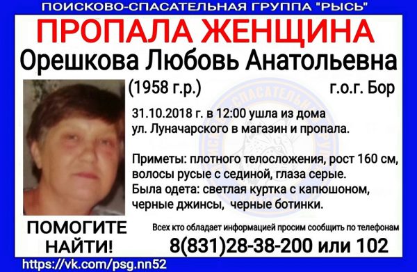 В Нижегородской области пропала женщина. Объявлен поиск.
