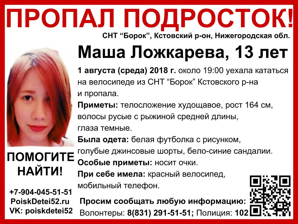 Поиски Маши Ложкарёвой возобновили спустя год после её пропажи