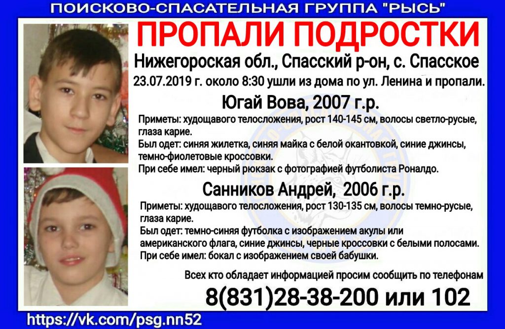Два мальчика пропали в Нижегородской области