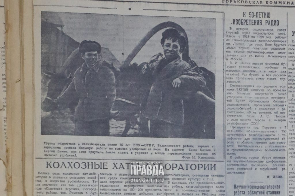 15 апреля 1945 года: в Горьковской области проводят опыты с царём полей