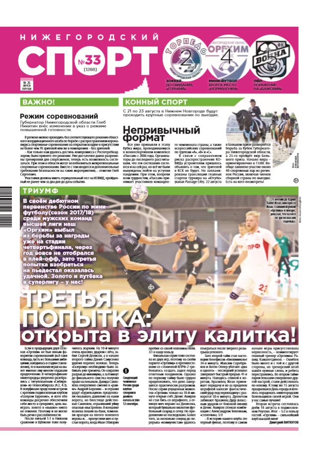Нижегородский спорт №33 от 19.08.2020