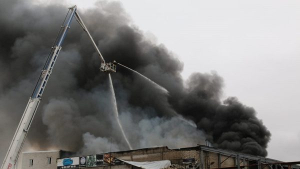 Опубликовано видео пожара с высоты птичьего полета на складе в Сормовском районе