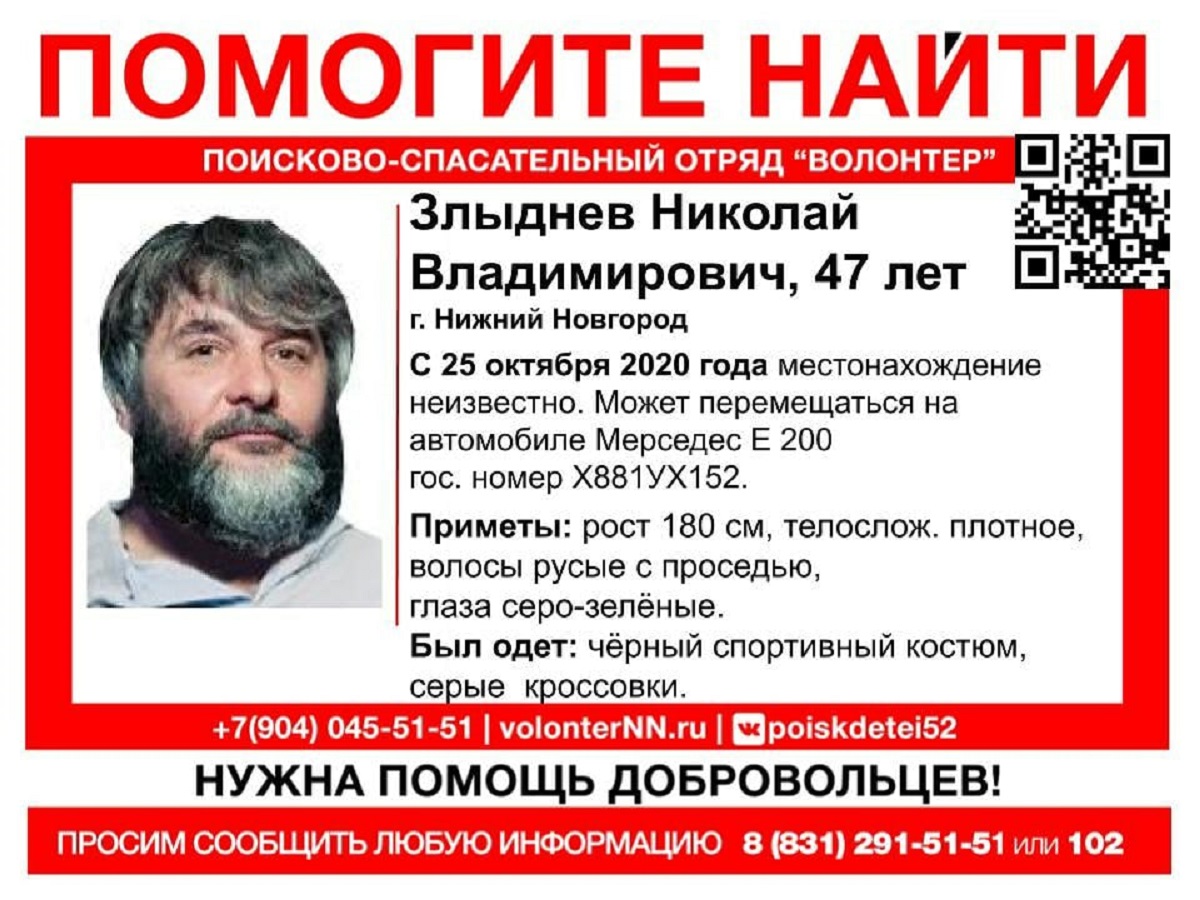 47-летний Николай Злыднев пропал в Нижнем Новгороде в октябре 2020 года |  Нижегородская правда