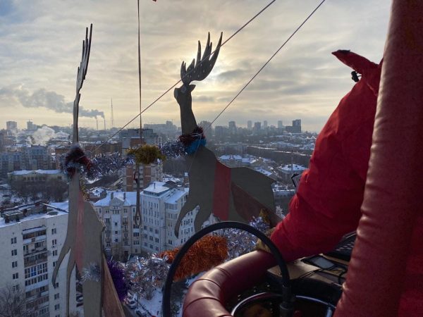 Опубликовано видео полета Деда Мороза над Нижним Новгородом