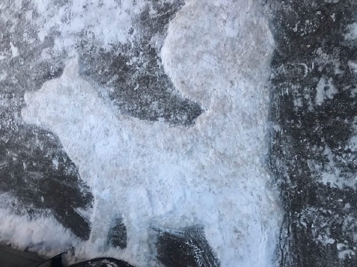 Дворник рисует снегом