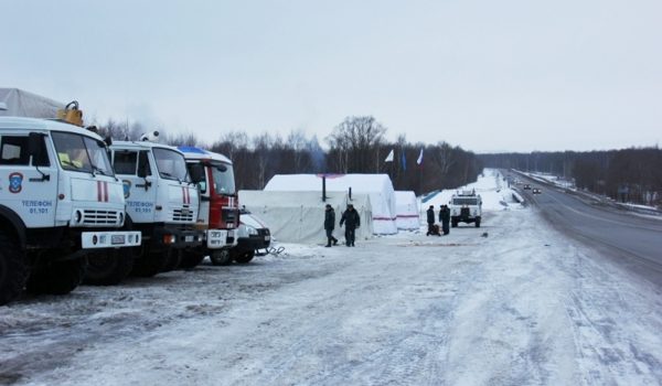 Спасатели МЧС разворачивают городки жизнеобеспечения на опасных участках дорог в Нижегородской области