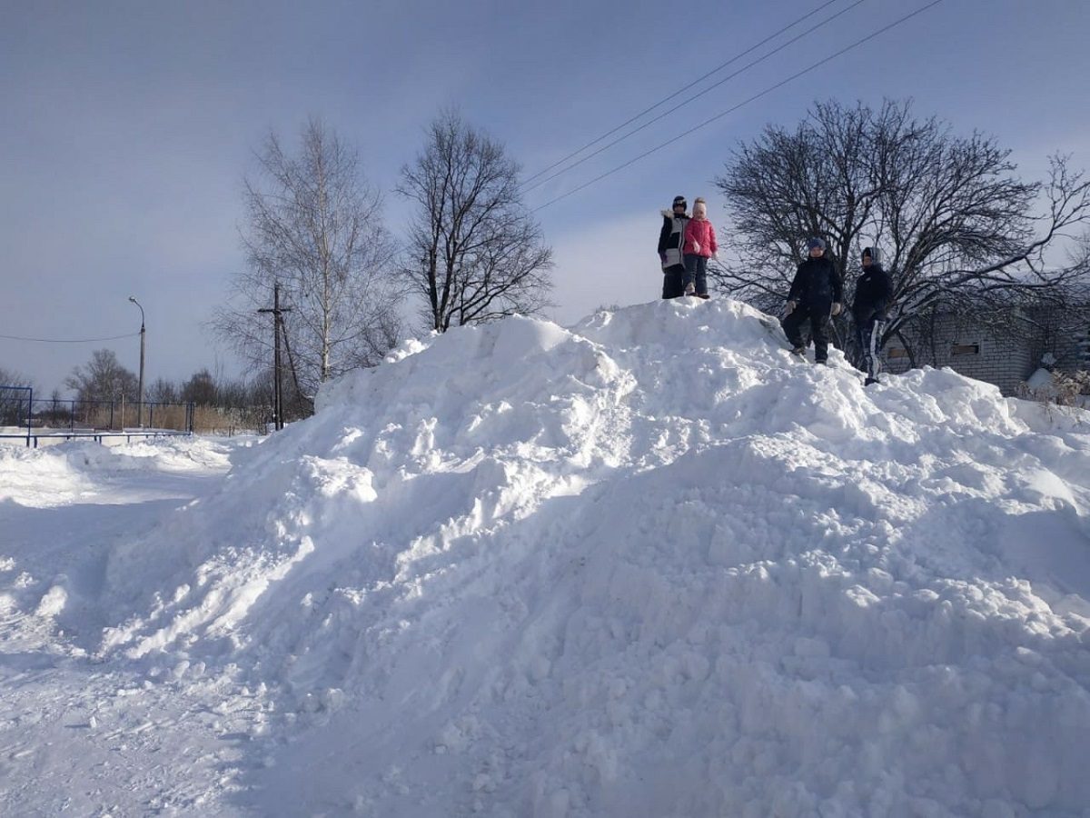 Снежную горку и тематическую фотозону сделали жители деревни Бешенцево Приокского района ко Дню всех влюблённых