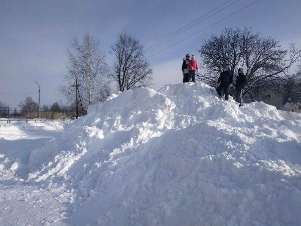 Снежную горку и тематическую фотозону сделали жители деревни Бешенцево Приокского района ко Дню всех влюблённых