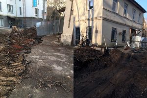 Жителей исторического дома на улице Грузинской оставили без придомовой территории