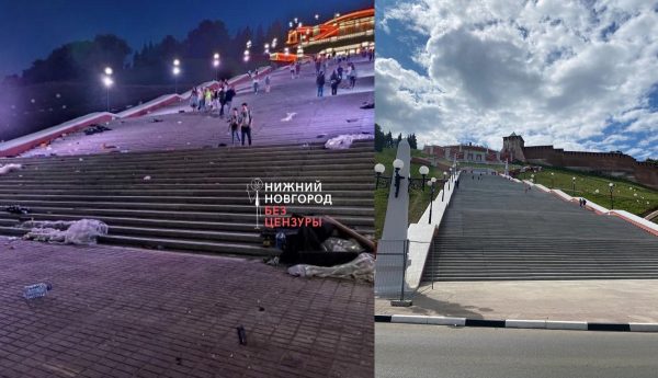 Мусор убрали с Чкаловской лестницы в Нижнем Новгороде