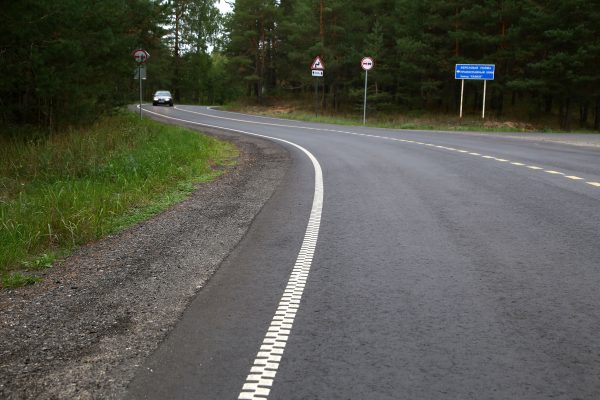 На участке Московского шоссе около Березовой поймы появилась экспериментальная разметка