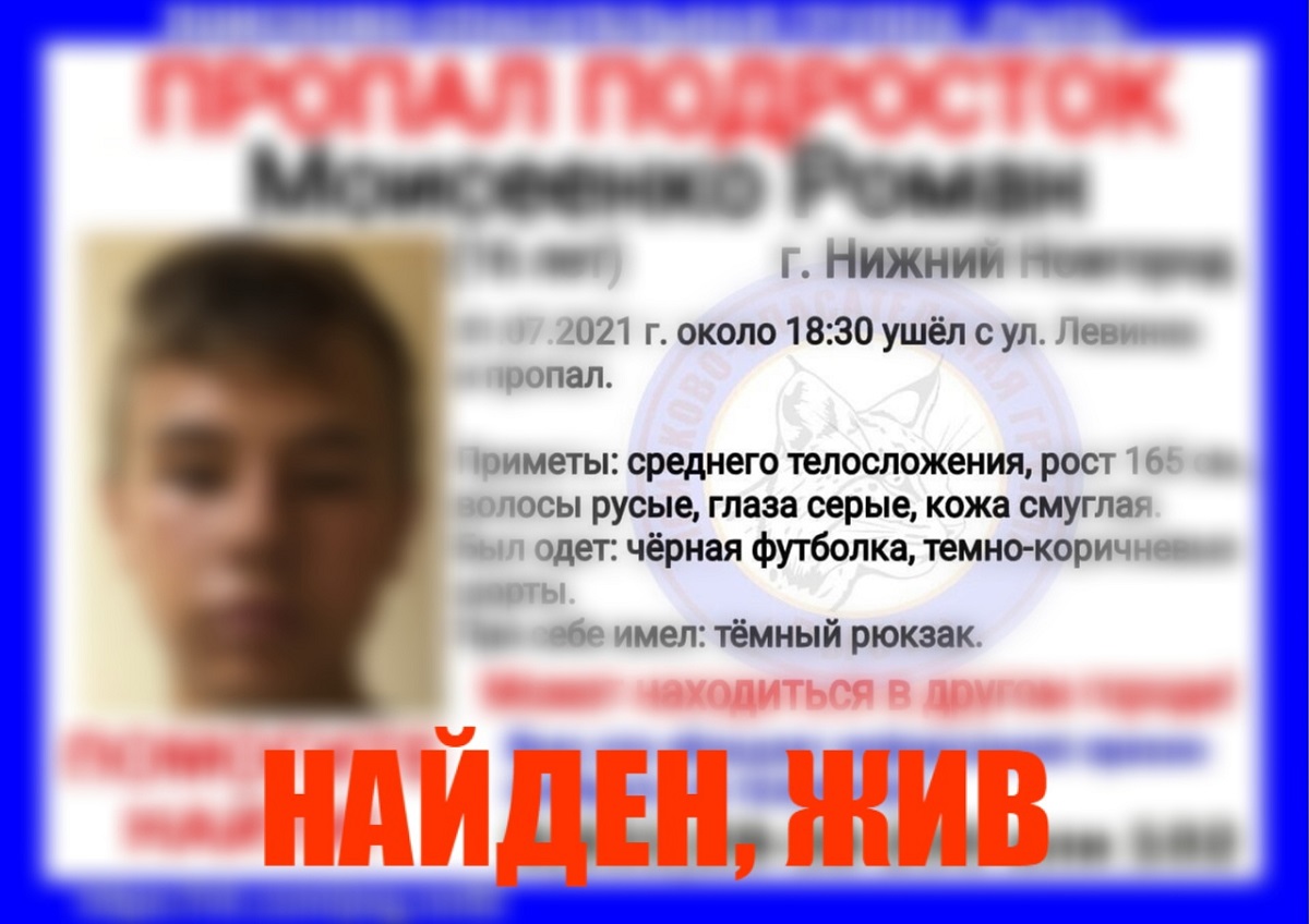 Завершены поиски второго из пропавших в Нижнем Новгороде подростков