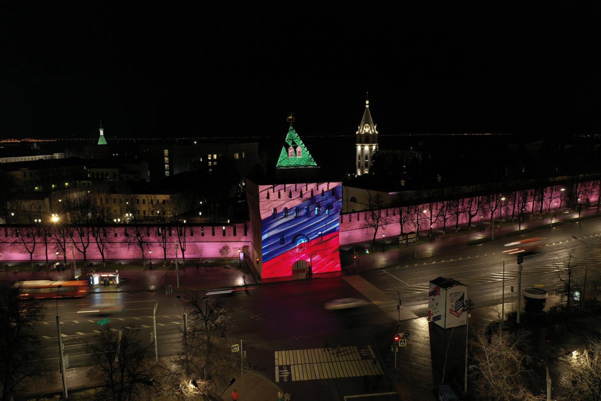 Опубликовано видео праздничной подсветки на Нижегородском кремле 4 ноября