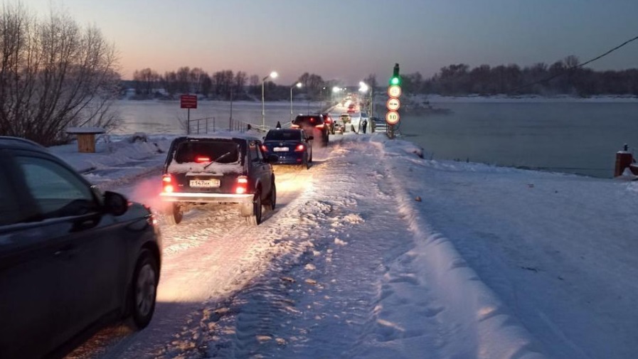 Понтонный мост Павлово — Тумботино начал работать в зимнем режиме