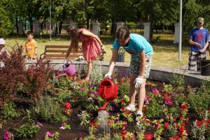 «Цветы добра» высадили в сквере перед клубом «Вера»
