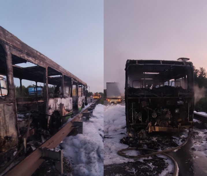 В Кстове сгорел рейсовый автобус