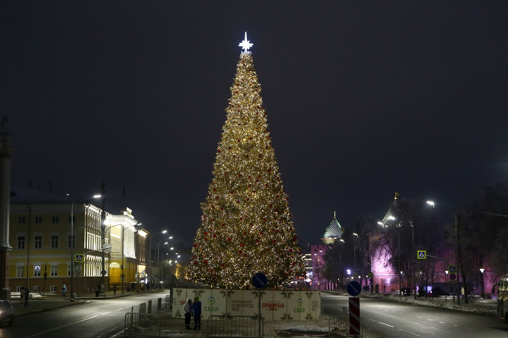 Главную новогоднюю елку украсили на площади Минина и Пожарского