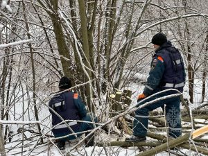 Спасатели МЧС помогают ликвидировать последствия ледяного дождя в Богородском округе