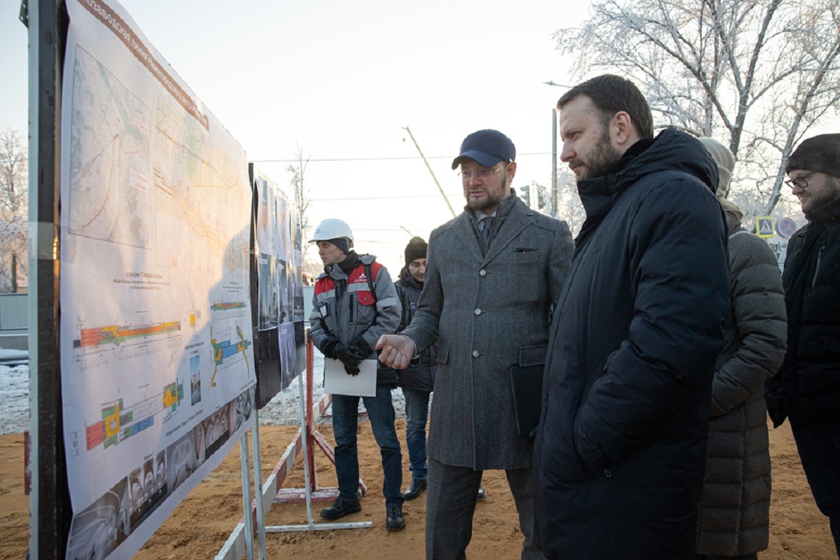 Максим Орешкин осмотрел строительную площадку будущей станции метро «Сенная» в Нижнем Новгороде