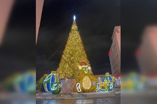 Новогоднюю елку установили у Московского вокзала в Нижнем Новгороде