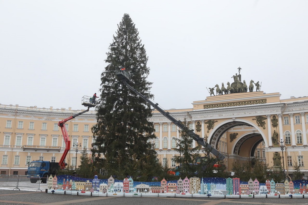 Главную ёлку Петербурга демонтируют на Дворцовой площади