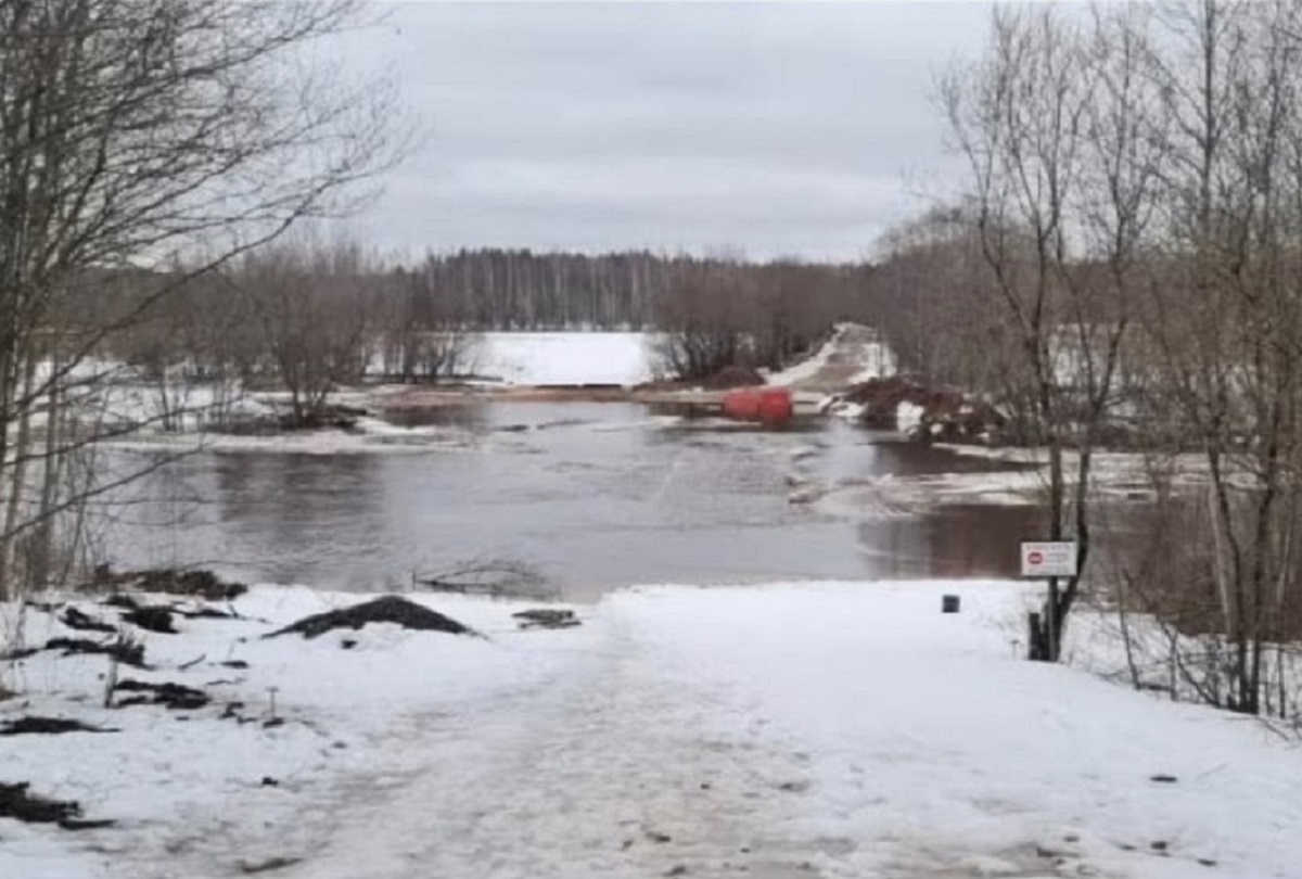 В Ленинградской области в результате паводка затонул мост