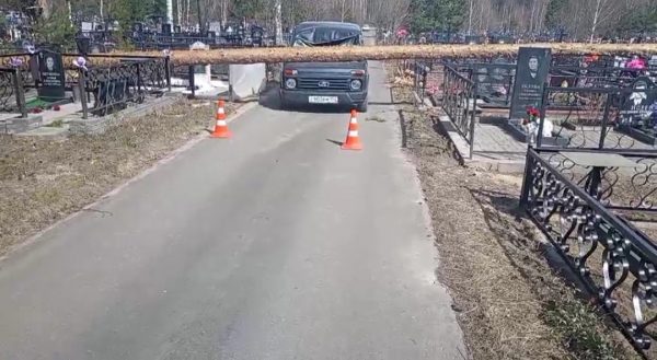 Дерево упало на машину на кладбище в Сарове из-за сильного ветра