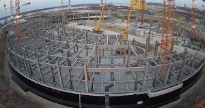 На строительной площадке ледовой арены смонтировано 17% металлоконструкций