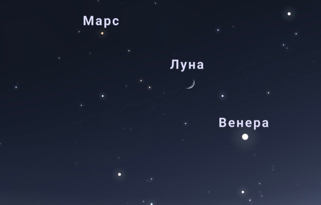 Марс, Луна и Венера выстроятся в одну линию в ночном небе над Нижним Новгородом