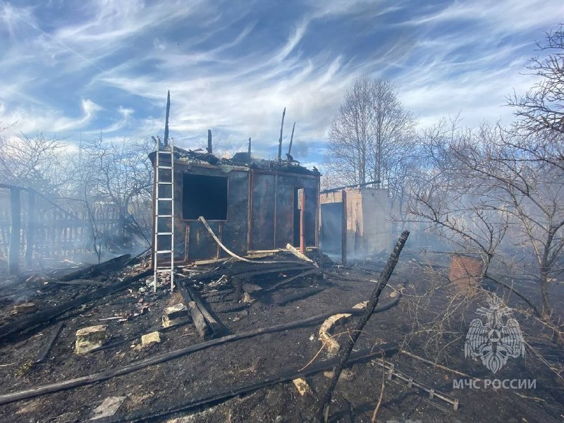 Садовый дом сгорел из-за вспыхнувшей сухой травы в Арзамасе