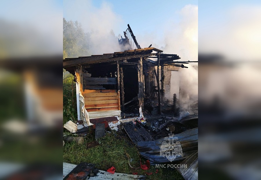 Садовый домик сгорел в Большом Пикино из-за грозы