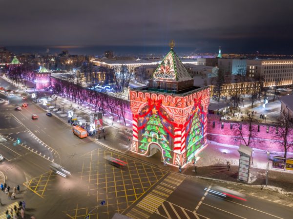 Световое шоу на Дмитриевской башне Нижегородского кремля покажут в праздники