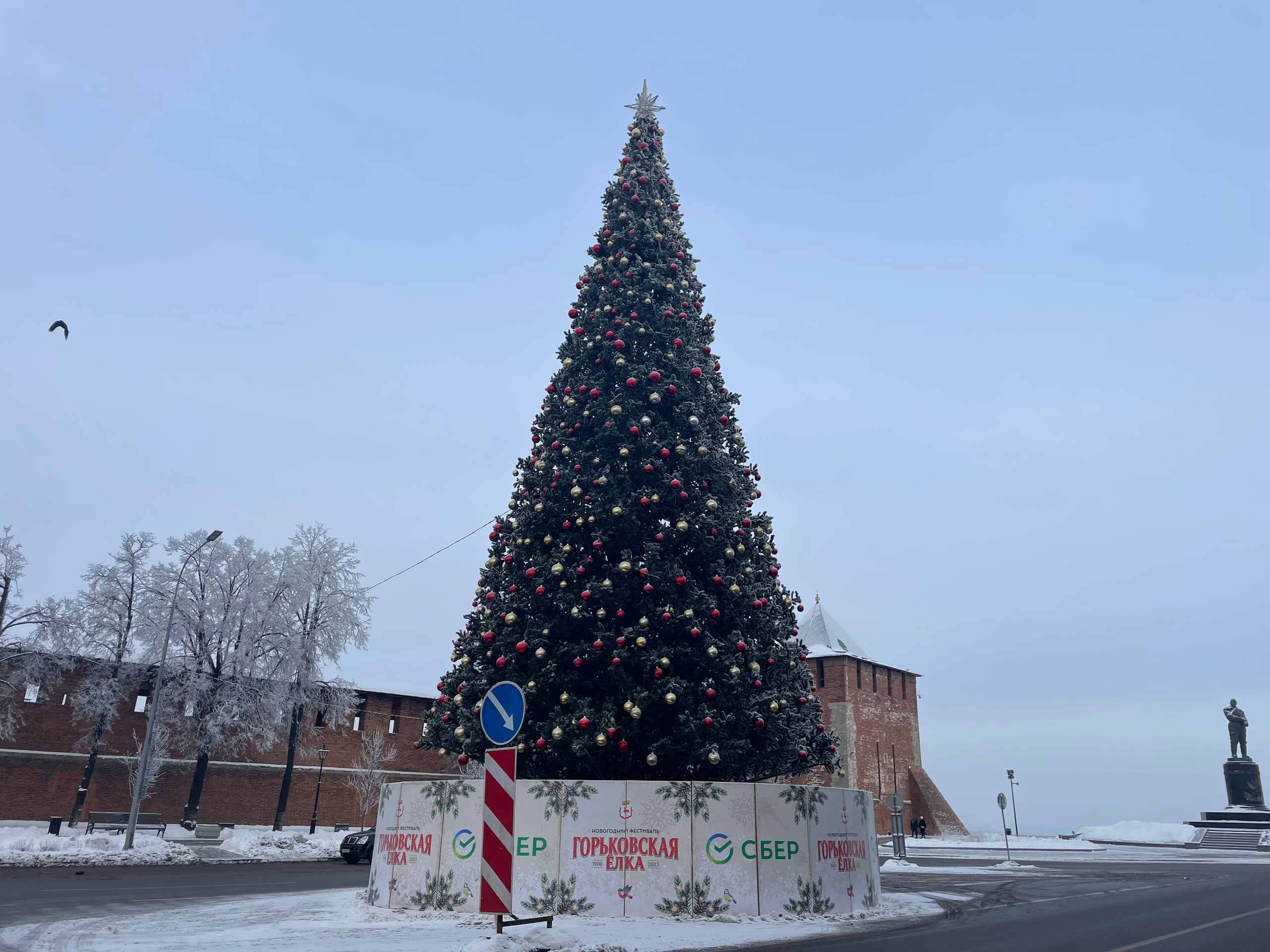 Новогоднюю ель установили на площади Минина в Нижнем Новгороде 9 декабря  2023 года | Нижегородская правда