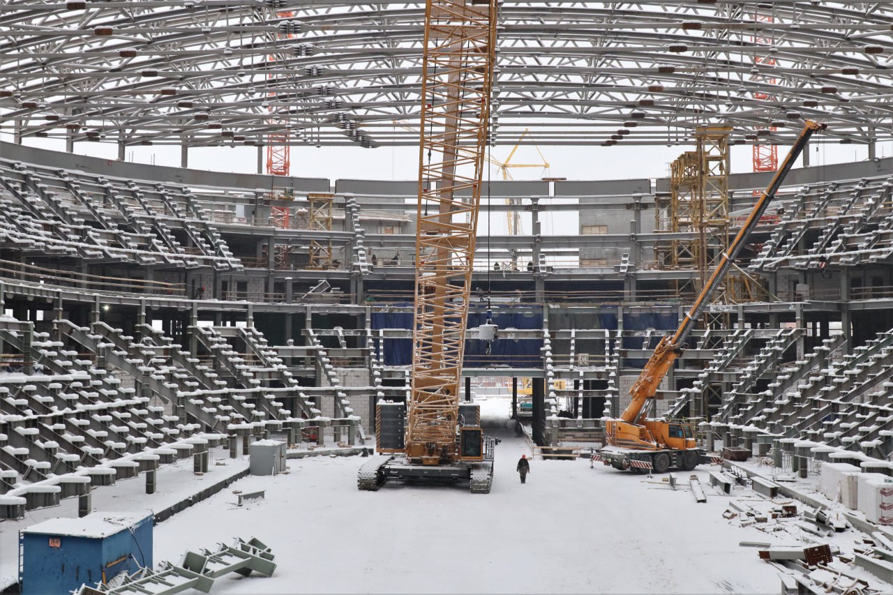 Строители приступили к устройству кровли ледового дворца в Нижнем ...