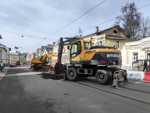 Замена трамвайных путей стартовала на городском трамвайном кольце в Нижнем Новгороде