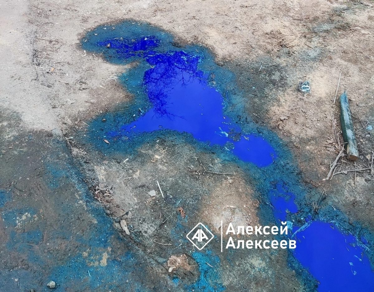 Ядовито-синие лужи образовались в Дзержинске