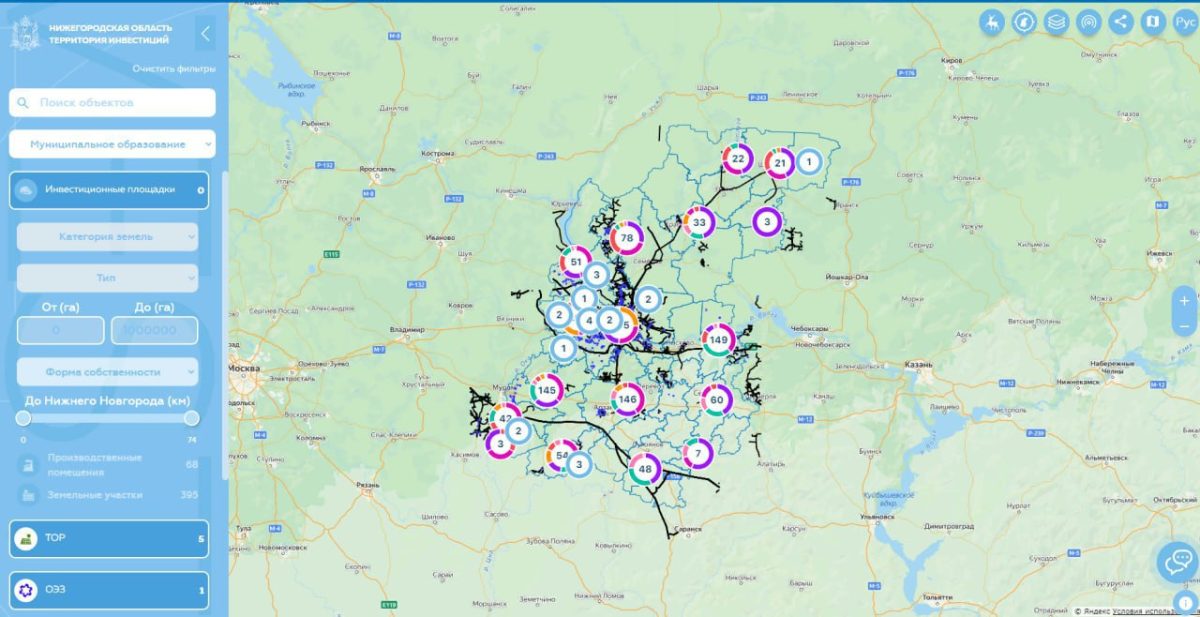 На инвестиционной карте Нижегородской области расширена информация о доступной инженерной инфраструктуре