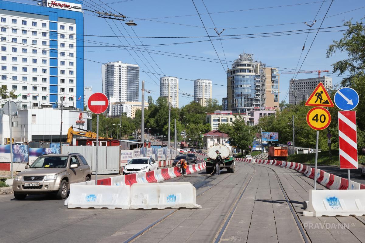 Замена трамвайных путей на улице Белинского