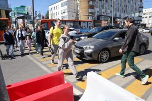 Замена трамвайных путей на улице Белинского