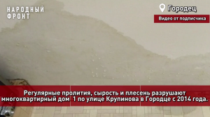 Жители дома в Городце 10 лет страдают от протечек из-за ошибок проектировщиков
