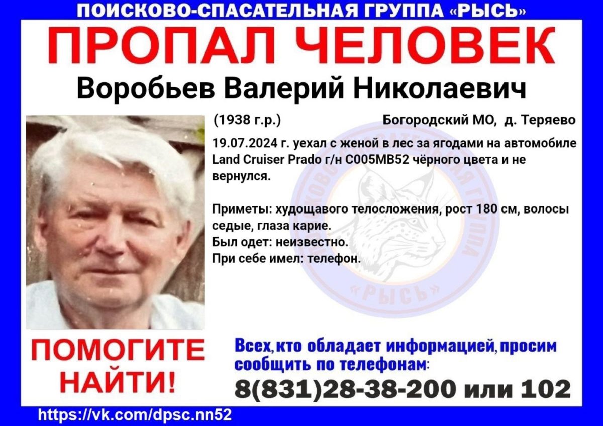 Поиски пропавшего в лесу экс-председателя облсуда Валерия Воробьева продолжаются