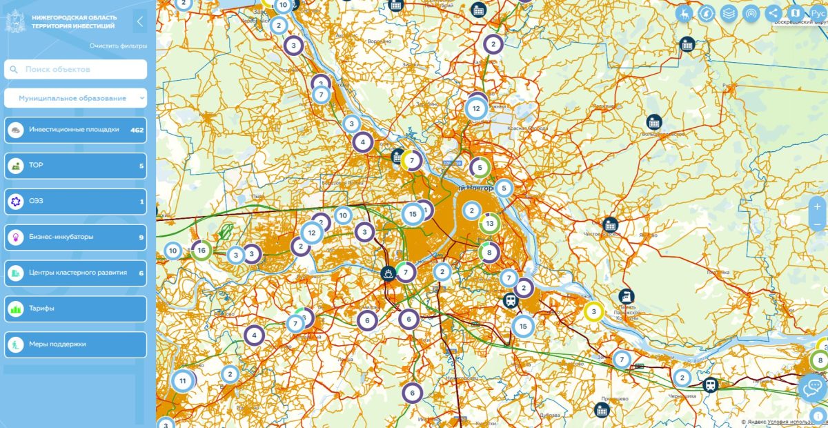 Информация о дорожной инфраструктуре обновлена на инвестиционной карте Нижегородской области