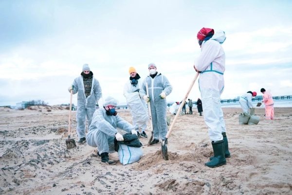 Нижегородские волонтеры помогают устранять последствия разлива мазута в Анапе. День 1