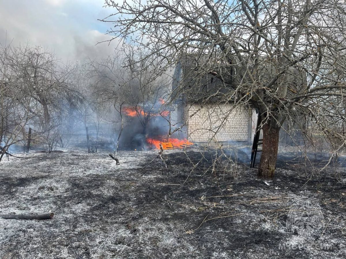 Садовые домики пострадали в Арзамасе из-за пожара сухой травы