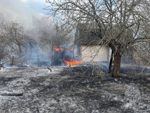 Садовые домики пострадали в Арзамасе из-за пожара сухой травы