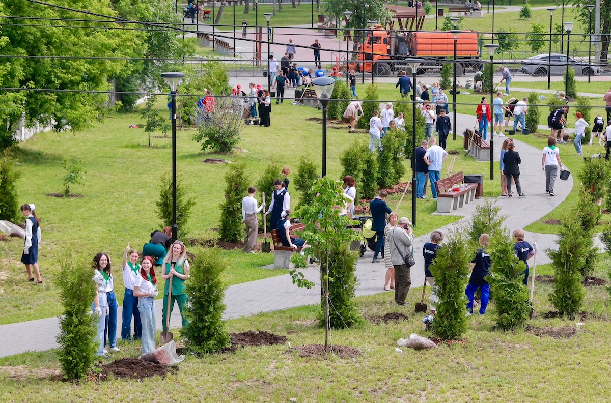 90 туй высажено в сквере имени Луначарского в Ленинском районе Нижнего Новгорода