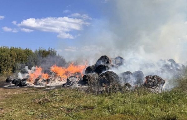 Тюки сена загорелись на поле в Пильнинском районе
