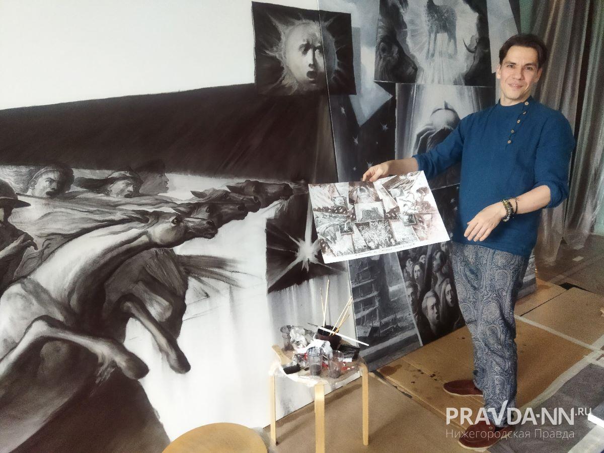 Столичный художник Егор Кошелев создаёт серию картин в художественном музее